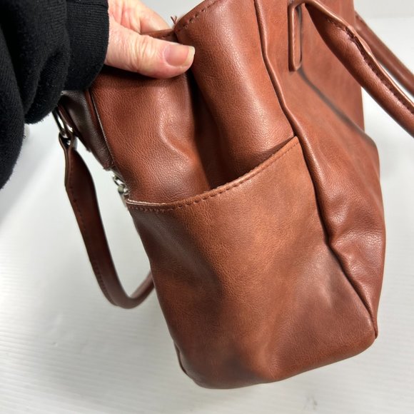 Rosetti Womens Purse Handbag Brown Faux Leather Double Handle Lots of Pockets - Picture 10 of 15